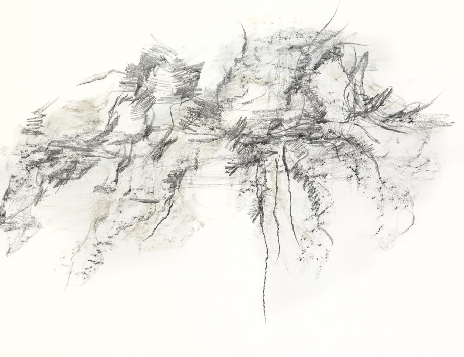 Mehrfärbige Frottage auf Papier