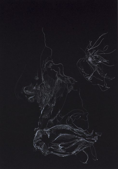 70 x 50 cm, Silber Tuschzeichnung auf Papier