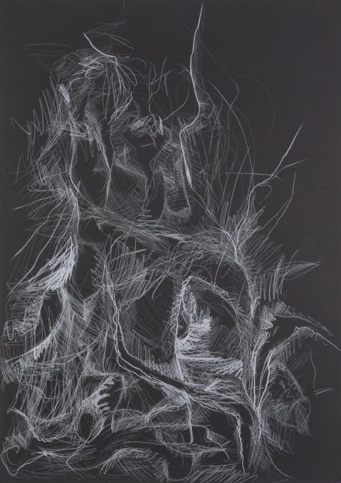 70 x 50 cm, Zeichnung auf grauem papier