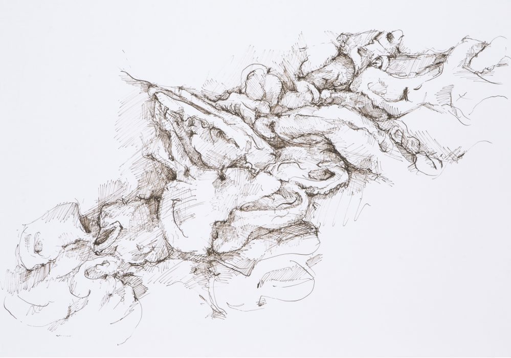 59,4 x 42 cm, Federzeichnung mit umbra-farbiger Tusche auf Papier