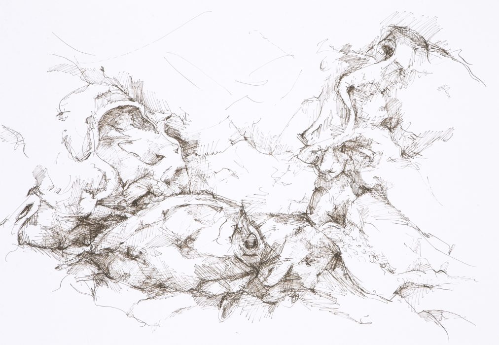 59,4 x 42 cm, Federzeichnung mit umbra-farbiger Tusche auf Papier