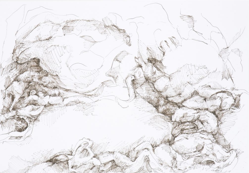 59,4 x 42 cm, Federzeichnung mit umbra-farbiger Tusche auf Papier